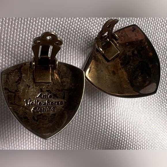 Artie Yellowhorse Sterling Silver Turquoise Native American Oval Earrings - Picture 6 of 10